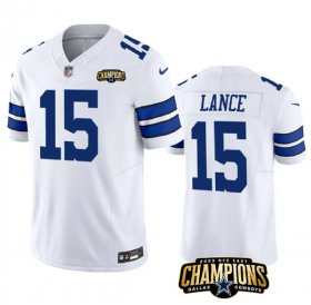 Cheap Men\'s Dallas Cowboys #15 Trey Lance White 2023 F.U.S.E. NFC East Champions Patch Football Stitched Jersey