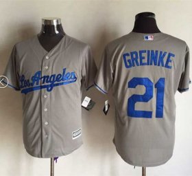 Wholesale Cheap Dodgers #21 Zack Greinke Grey New Cool Base Stitched MLB Jersey