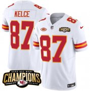 Cheap Men's Kansas City Chiefs #87 Travis Kelce White 2023 F.U.S.E. AFC West Champions With NKH Patch Vapor Untouchable Limited Football Stitched Jersey