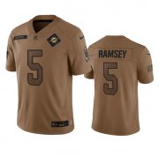 Wholesale Cheap Men's Miami Dolphins #5 Jalen Ramsey 2023 Brown Salute To Service Limited Football Stitched Jersey
