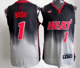 Wholesale Cheap Miami Heat #1 Chris Bosh Black/Gray Fadeaway Fashion Jersey