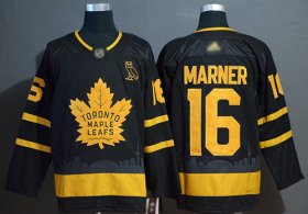 Wholesale Cheap Adidas Maple Leafs #16 Mitchell Marner Black Authentic Gold Champions Stitched NHL Jersey