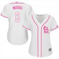 Wholesale Cheap Cardinals #6 Stan Musial White/Pink Fashion Women's Stitched MLB Jersey