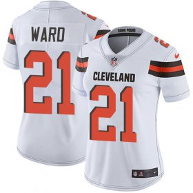 Wholesale Cheap Nike Browns #21 Denzel Ward White Women\'s Stitched NFL Vapor Untouchable Limited Jersey