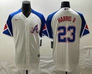 Cheap Men's Atlanta Braves #23 Michael Harris II White 2023 City Connect Cool Base Stitched Jersey