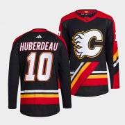 Wholesale Cheap Men's Calgary Flames #10 Jonathan Huberdeau Black 2022-23 Reverse Retro Stitched Jersey