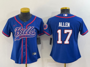Wholesale Cheap Women's Buffalo Bills #17 Josh Allen Blue With Patch Cool Base Stitched Baseball Jersey