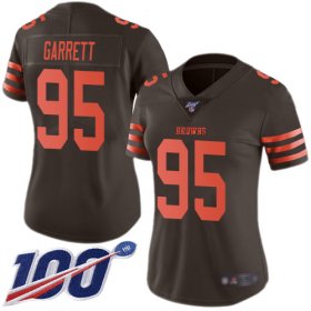 Wholesale Cheap Nike Browns #95 Myles Garrett Brown Women\'s Stitched NFL Limited Rush 100th Season Jersey