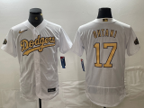 Cheap Men's Los Angeles Dodgers #17 Shohei Ohtani White 2022 All Star Stitched Flex Base Nike Jersey