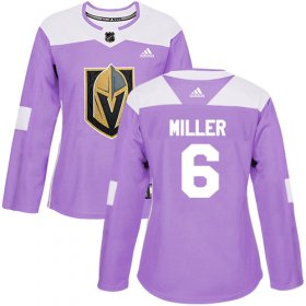 Wholesale Cheap Adidas Golden Knights #6 Colin Miller Purple Authentic Fights Cancer Women\'s Stitched NHL Jersey