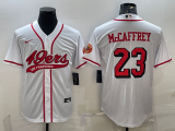 Wholesale Cheap Men's San Francisco 49ers #23 Christian McCaffrey New White With Patch Cool Base Stitched Baseball Jersey