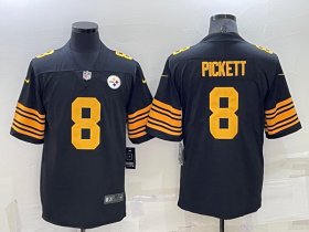 Wholesale Cheap Men\'s Pittsburgh Steelers #8 Kenny Pickett Black Color Rush Stitched Jersey