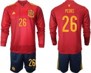 Wholesale Cheap Men 2021 European Cup Spain home Long sleeve 26 soccer jerseys