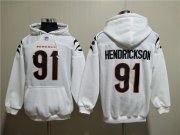 Wholesale Cheap Men's Cincinnati Bengals #91 Trey Hendrickson White Pullover Hoodie
