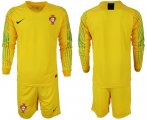 Wholesale Cheap Portugal Blank Yellow Goalkeeper Long Sleeves Soccer Country Jersey