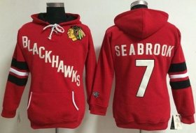Wholesale Cheap Chicago Blackhawks #7 Brent Seabrook Red Women\'s Old Time Heidi NHL Hoodie