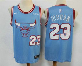 Wholesale Cheap Men\'s Chicago Bulls #23 Michael Jordan Blue 2020 City Edition NBA Swingman Jersey With The Sponsor Logo