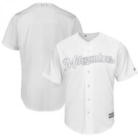 Wholesale Cheap Milwaukee Brewers Blank Majestic 2019 Players\' Weekend Cool Base Team Jersey White