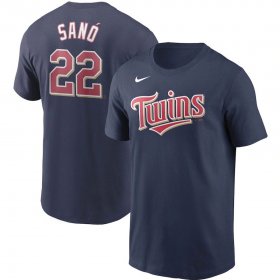 Wholesale Cheap Minnesota Twins #22 Miguel Sano Nike Name & Number T-Shirt Navy