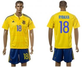 Wholesale Cheap Ukraine #18 Rybalka Home Soccer Country Jersey