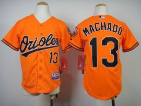 Wholesale Cheap Orioles #13 Manny Machado Orange Cool Base Stitched Youth MLB Jersey