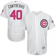 Wholesale Cheap Cubs #40 Willson Contreras White(Blue Strip) Flexbase Authentic Collection Mother's Day Stitched MLB Jersey
