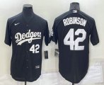 Wholesale Cheap Men's Los Angeles Dodgers #42 Jackie Robinson Number Black Turn Back The Clock Stitched Cool Base Jersey