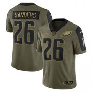 Wholesale Cheap Men's Philadelphia Eagles #26 Miles Sanders Nike Olive 2021 Salute To Service Limited Player Jersey