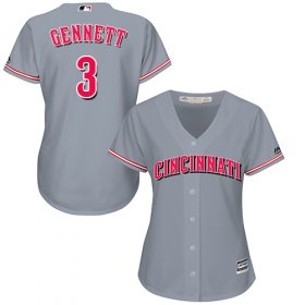 Wholesale Cheap Reds #3 Scooter Gennett Grey Road Women\'s Stitched MLB Jersey