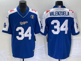 Wholesale Cheap Men\'s Los Angeles Dodgers #34 Toro Valenzuela Blue Vin Scully Patch Stitched Jersey