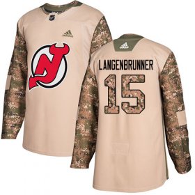 Wholesale Cheap Adidas Devils #15 Jamie Langenbrunner Camo Authentic 2017 Veterans Day Stitched NHL Jersey