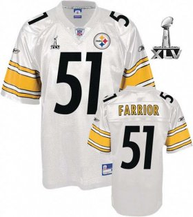 Wholesale Cheap Steelers #51 James Farrior White Super Bowl XLV Stitched NFL Jersey