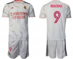 Wholesale Cheap Men 2021-2022 Club Real Madrid home white 9 Adidas Soccer Jersey