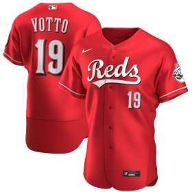 Wholesale Cheap Cincinnati Reds #19 Joey Votto Men\'s Nike Scarlet Authentic Alternate Player MLB Jersey