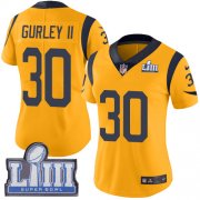Wholesale Cheap Nike Rams #30 Todd Gurley II Gold Super Bowl LIII Bound Women's Stitched NFL Limited Rush Jersey