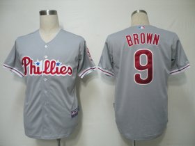 Wholesale Cheap Phillies #9 Domonic Brown Grey Cool Base Stitched MLB Jersey