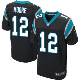Wholesale Cheap Nike Panthers #12 DJ Moore Black Team Color Men\'s Stitched NFL Elite Jersey