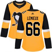 Wholesale Cheap Adidas Penguins #66 Mario Lemieux Gold Alternate Authentic Women's Stitched NHL Jersey