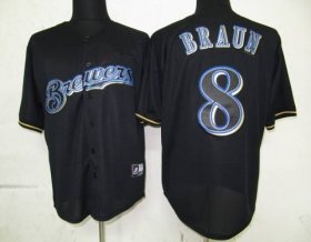 Wholesale Cheap Brewers #8 Ryan Braun Black Fashion Stitched MLB Jersey