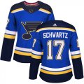 Wholesale Cheap Adidas Blues #17 Jaden Schwartz Blue Home Authentic Women's Stitched NHL Jersey