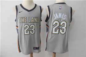 Wholesale Cheap Nike Cavaliers #23 LeBron James Gray Nike City Edition Swingman Jersey