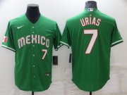 Wholesale Cheap Men's Los Angeles Dodgers #7 Julio Urias Green 2021 Mexican Heritage Stitched Baseball Jersey