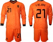 Wholesale Cheap Men 2021 European Cup Netherlands home long sleeve 21 soccer jerseys
