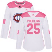 Wholesale Cheap Adidas Canadiens #25 Ryan Poehling White/Pink Authentic Fashion Women's Stitched NHL Jersey