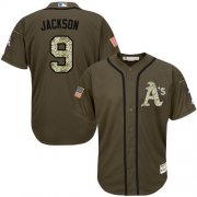 Wholesale Cheap Athletics #9 Reggie Jackson Green Salute to Service Stitched MLB Jersey