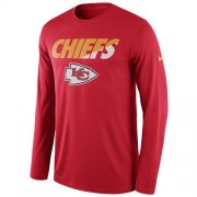 Wholesale Cheap Men's Kansas City Chiefs Nike Red Legend Staff Practice Long Sleeves Performance T-Shirt