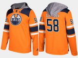 Wholesale Cheap Oilers #58 Anton Slepyshev Orange Name And Number Hoodie