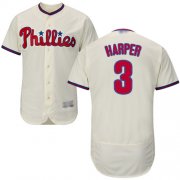 Wholesale Cheap Phillies #3 Bryce Harper Cream Flexbase Authentic Collection Stitched MLB Jersey