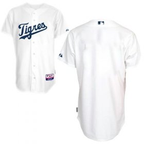 Wholesale Cheap Tigers Blank White Home \"Los Tigres\" Stitched MLB Jersey