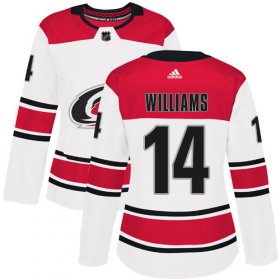 Wholesale Cheap Adidas Hurricanes #14 Justin Williams White Road Authentic Women\'s Stitched NHL Jersey